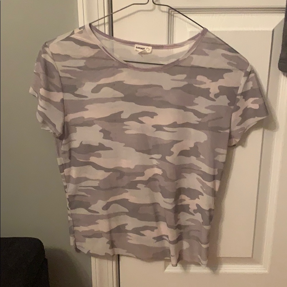 Camo mesh top